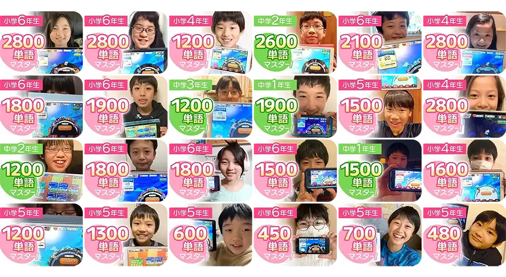 アプリユーザーの学年と習得単語数